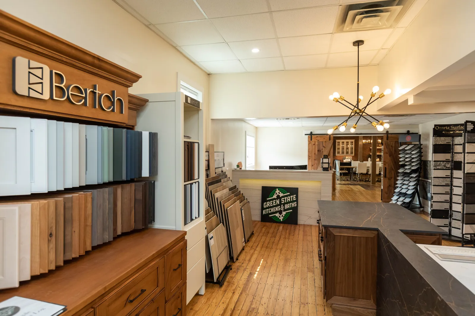 Showroom entry with Bertch display and sample boards