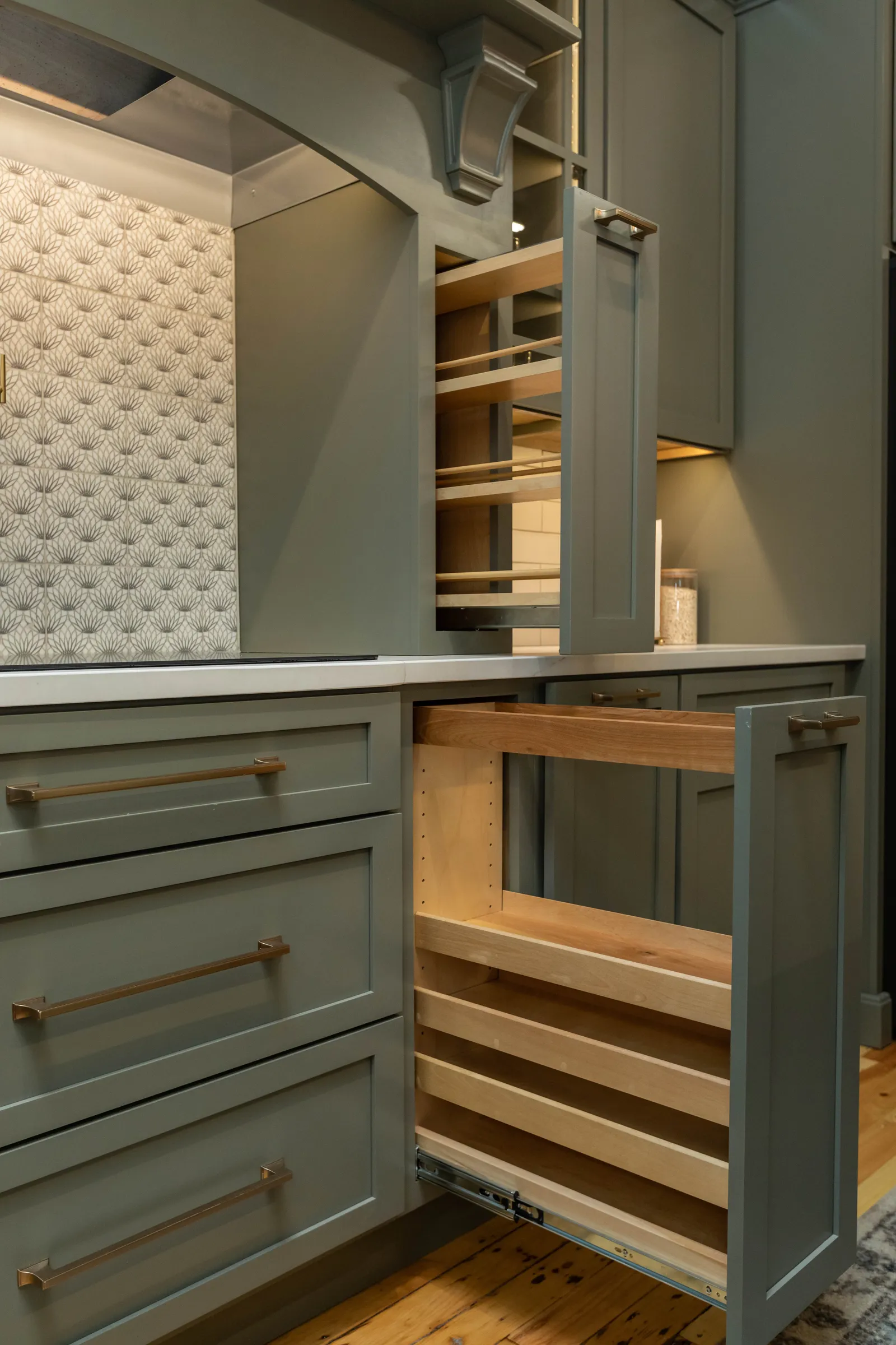 Pull-out spice rack cabinet detail